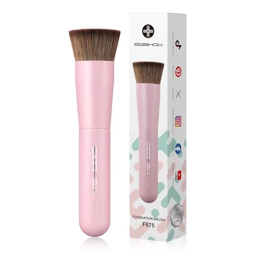 Offerta a tempo: EIGSHOW Pennello da fondotinta da viaggio, pennello Kabuki premium formato tasca per fondotinta liquido, crema e polvere e correttore, con setole vegane ultra morbide e dense (Rosa) - 10% da 9.49 € a 8.54 €