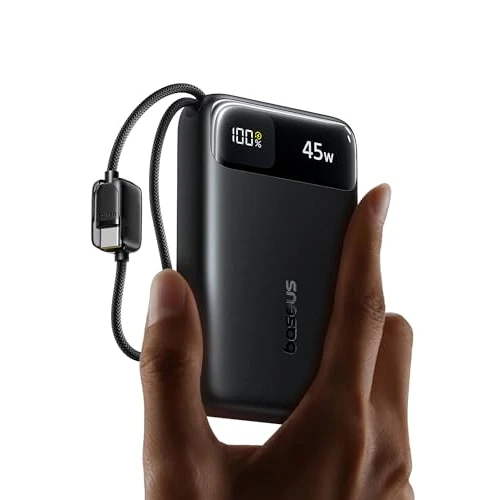 Limited-time offer: Baseus FC11 Power Bank 45W 20000mAh Portable Charger with Dual Built-in Cable, CCC Small Power Bank With Smart Display, Retractable Cable, Battery Pack for iPhone 17/16, iPad, Laptop, Samsung, Pixel from 39.99 £ to 39.99 £ (save 0.00%)