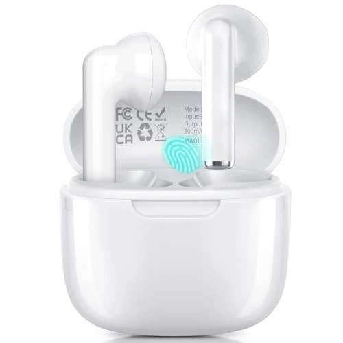 Bluetooth Headphones, Wireless Headphones Bluetooth 5.3 with 4 ENC Microphones, In-Ear Headphones Bluetooth with HiFi Stereo Deep Bass, IP7 Waterproof Headphones Sports USB-C