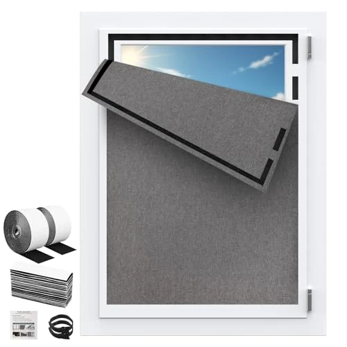 Offerta a tempo: Tende Oscuranti Per Interni 100 x 150CM, Tessuto di Lino Tessuto Oscurante Finestra Finestre e Senza Forare Blackout 100% Adatta a Finestre di Qualsiasi Dimensione/Forma Camera da Letto Viaggi-Grigio - 35% da 19.99 € a 12.99 €