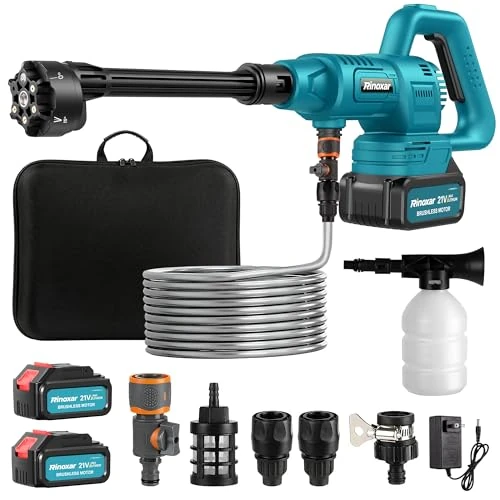 Offerta a tempo: Idropulitrice a Batteria Senza Fili, Idropulitrice Portatile Potente con 2x4400 mAh Batterie, Motore Brushless, 75 Bar, 7.5 L/min, Ugello 6 in 1, Pistola Idropulitrice per Auto Giardino Irrigazione - 30% da 128.99 € a 89.99 €