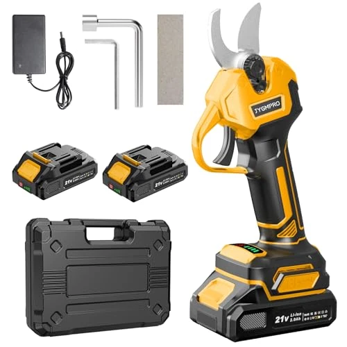 Zeitlich begrenztes Angebot: JYGMPRO Akku Astschere - 21V Heckenschere Baumschere, 30mm Gartenschere mit 2 Akku 2000mAh, 600W Bürstenloser Motor, Elektrisch Garten Schere mit LED-Schnittzählerm, für Garten, Äste und Obstbäume von 109.99 € auf 109.99 € (0.