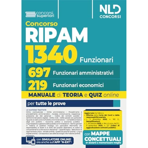 Concorso Funzionari Ripam per 1340 posti. Manuale unico per 697 funzionari amministrativi e 219 funzionari economici con teoria e quiz