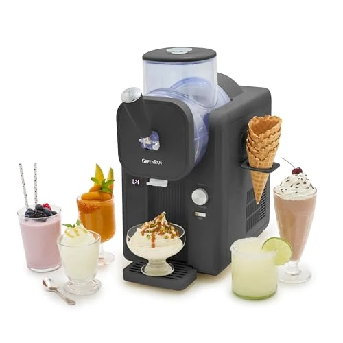 Offerta a tempo: GreenPan Frost Gelatiera e Macchina per Slush 15-in-1, Ceramica Antiaderente Senza PFAS, Gelato, Gelato Soft, Sorbetto, Frozen Yogurt e Granite, Pronta in 15 Minuti, Senza Precongelamento, Grigio - 49% da 399.90 € a 202.93 €
