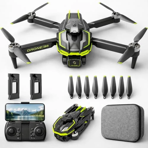 Drone avec Camera 4K avec Moteur Sans Balais, Vol Facile Drone pour Enfant et Debutant avec Vol de 40min, Quadcopter RC Jouets Cadeaux pour Enfants Anniversaire (Green)