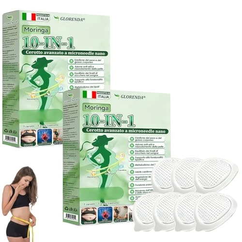 GLORENDA Moringa 10-in-1 Advanced Nano Microneedle Patch, GLORENDA Cerotti, Cerotto Naturali a microneedle nano, per Addome, Braccia e Gambe (2 Scatole)
