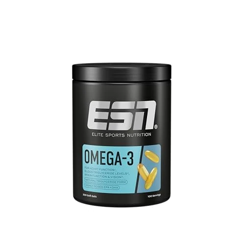 Offerta a tempo: ESN Omega-3, 300 capsule, EPA e DHA ad alto dosaggio, 1200 mg di EPA e 900 mg di DHA per porzione - prodotto in Germania - 29% da 49.90 € a 35.39 €