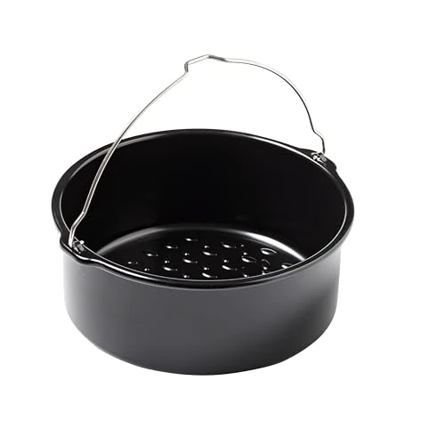 Offerta a tempo: PYREX, Airfryer Metal, piatto da forno rotondo, 20 x 19 x 7,5 cm, cestino cottura con manico, acciaio al carbonio antiaderente, cottura omogenea, compatibile forno, congelatore e lavastoviglie - 0.00% da 21.47 € a 21.47 €