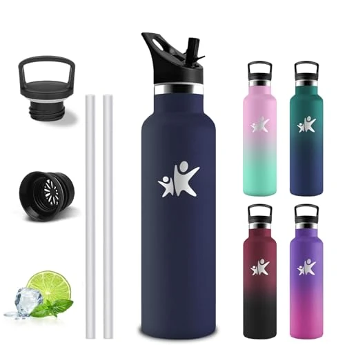 Grsta Botella Agua Acero Inoxidable, Botella Termica 0.75 litro, A Prueba de Fugas, Cantimplora Gym, Mantiene 24H Frio/12H Calor, Cantimplora sin Bpa, para Senderismo, Yoga, Cámping, Running