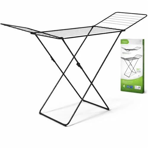AGRICOLA GIRALDI Tendedero Glory de suelo, 18 metros de tendedero de acero – Tendedero plegable con pies antideslizantes, sistema anti-cierre, certificado TÜV-GS, fabricado en Italia, color negro