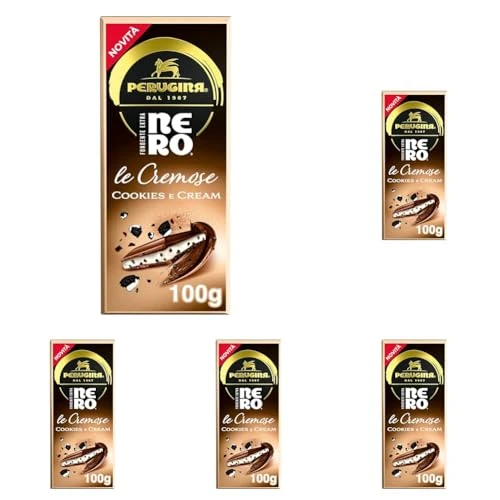 PERUGINA NERO Cookies&Cream Tavoletta Cioccolato Fondente Ripiena 100g (Confezione da 5)