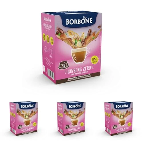 Caffè Borbone Ginseng Zero - Zero Grassi, Zero Zuccheri, Zero Glutine - 16 Capsule - Compatibili con macchine ad uso domestico Lavazza®* A Modo Mio®* (Confezione da 4)