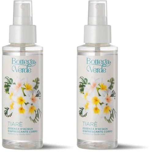 Bottega Verde - Fiore di Tiarè, Essenza d'Acqua, 100 ml, Acqua Profumata dalla Fragranza di Tiarè, Rinfrescante Corpo, Formula Dermatologicamente Testata (Confezione da 2)