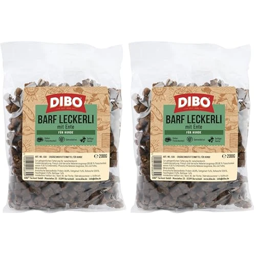 Dibo Barf Leckerli, 200 g, cavallo, selvaggio, bouquet, agnello, anatra, snack per cani, piccolo e pratico, senza zucchero, sano e delizioso (anatra) (Confezione da 2)