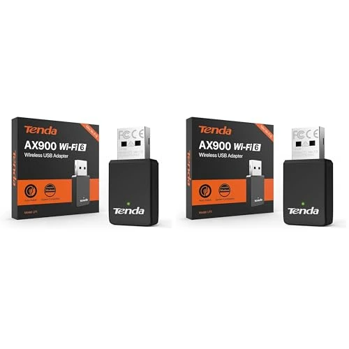 Tenda AX900 Adattatore USB Chiavetta Wi-Fi 6 per PC fisso, Dual Band 5G/2.4G, Soft-AP, MU-MIMO, WPA2, Windows 7/10/11, U11 (Confezione da 2)