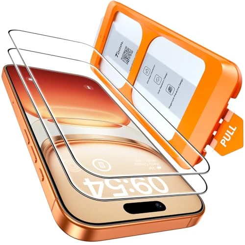 TOCOL Protector Pantalla para iPhone 17 Pro, Alineación Automática para Una Instalación Rápida, Cristal Templado de Dureza 9H Inastillable, HD Transparente, 2 Piezas