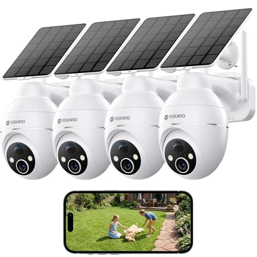 Offre limitée : YESKANO 2K Camera Surveillance WiFi Exterieure sans Fil Solaire, Caméra Extérieure Solaire 360° PTZ, avec Panneau Déporté 2M, Vision Nocturne Couleur, Détection PIR, Audio 2 Voies, 2,4 GHz, IP66 4PCS de 171.99 € à 171.99 € (0.00% de remise