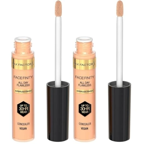 Max Factor Correttore Liquido Facefinity All Day Flawless Concealer, Formula Illuminante a Lunga Durata e Coprenza Modulabile, Tonalità 30, 7,8 ml (Confezione da 2)