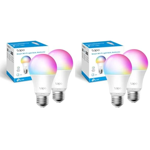 Tapo L530E Lampadina WiFi Intelligente LED Multicolore, E27, Lampadina Compatibile con Alexa e Google Home, 806 lumen, 8.7W, Senza hub richiesto, Controllo Remoto tramite APP, 2 pezzi