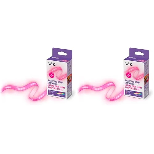 WiZ Striscia LED WiFi, Estensione, Luce Bianca o Colorata Dimmerabile, 1 M, 20W, Tecnologia SpaceSense, Controllo Vocale (Alexa, Apple HomeKit, Google Home) (Confezione da 2)