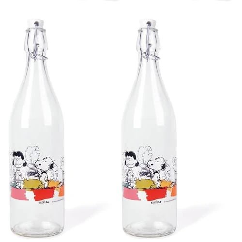 Excelsa 61544 Bottiglia, Decorata, 1 Lt, 1000 Unità, 8 x 8 x 31 cm, 612.35 grammi (Confezione da 2)