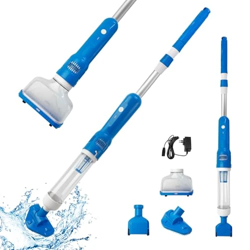 Offre limitée : Aspirateur de Piscine sans Fil, 3 en 1 Rechargeable Aspirateur Manuels de Piscine Portable avec Manche Télescopique, Nettoyeur de Piscine Électrique pour Piscine, Spa, Jaccuzi de 109.99 € à 109.99 € (0.00% de remise)