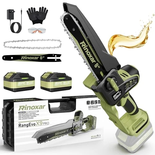 Zeitlich begrenztes Angebot: Mini Akku Kettensäge 8 Zoll, Bürstenlos Handkettensäge mit 2 * 5200mAh Akkus, Einhand Astsäge mit Automatischer Öler, Ersatzkette, Werkzeuglose Kettenspannung, Elektrisch Säge für Gartenarbeit von 109.99 € auf 109.99 € (0.00% 