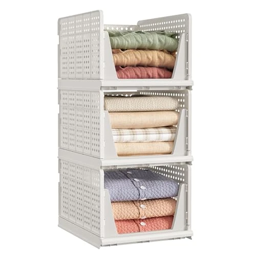 Oferta limitada: SONGMICS Organizador Armario Plegable, Apilable, Plástico, Juego de 3 de 24.99 € a 24.99 € (ahorro 0.00%)
