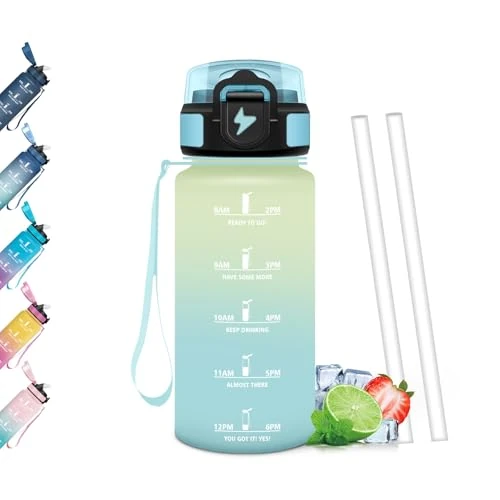 Offerta a tempo: Mulbijeo Borraccia 500Ml, Senza BPA & A Prova di Perdita, Borracce con Cannuccia, Reutilizables, Borraccia Bambini, Apertura One-touch, Borracce Motivazionale per Scuola, Palestra, Ufficio, Lavorando - 0.00% da 15.79 € a 15.79 €