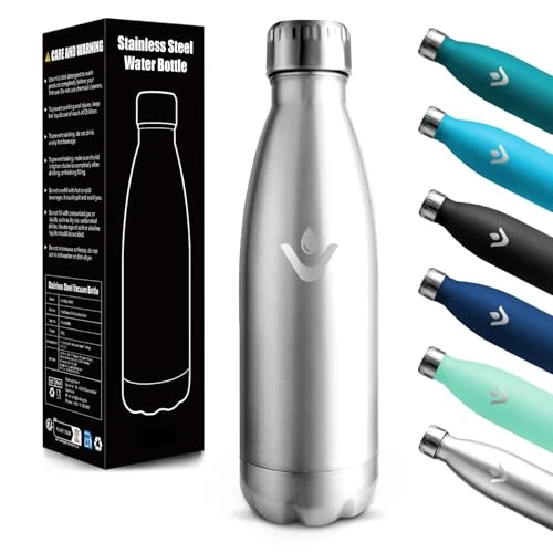 Motswedi Botella Termica 500ml, Doble Aislamiento, Botella Niños, Mantener 12H Caliente/24 Frío, Cantimplora Infantil, a Prueba de Fugas, Termo agua, para Hogar, Oficina, Acero Inoxidable