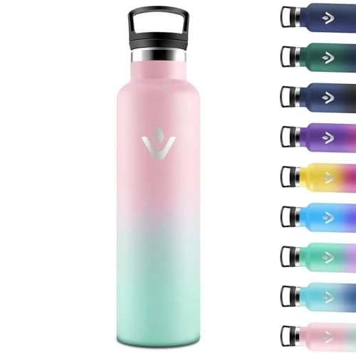 Zeitlich begrenztes Angebot: Motswedi Thermosflasche 1l, mit Strohhalm, Trinkflasche Edelstahl, Auslaufsicher, Trinkflasche 1l, mit 2 Deckeln, Isolierflasche, Wasserflasche, für Travel, Outdoor, Sprudel, Hellrosa & Hellgrün von 18.99 € auf 14.99 € (21% Ra