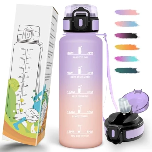 Oferta limitada: Mulbijeo Botella Agua 1500ML, Libre de BPA & Portátil, Cantimplora con Incentivo de Tiempo, Botella de Agua con Pajita, Prueba de Fugas, Cantimplora Gimnasio para Fiesta, Senderismo, Fitness, Yoga de 18.99 € a 18.99 € (ahorro 0.00%)