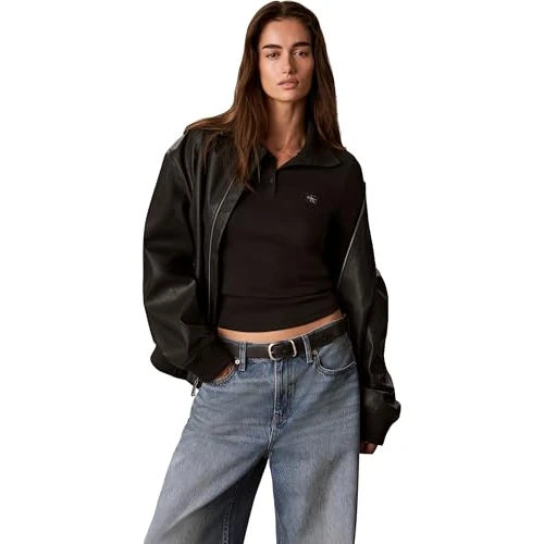 Oferta limitada: Calvin Klein Camiseta LS WVN Label Tneck Henley LV047H203G para Mujer, Color Negro (Negro), Talla XL de 59.90 € a 50.95 € (ahorro 15%)