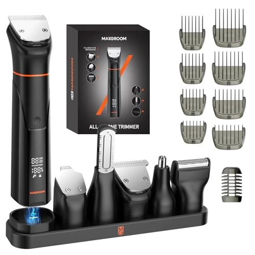 Offerta a tempo: MAXGROOM Regolabarba Uomo 6 in 1, Rasoio Elettrico Barba con Due Velocità 6500/7000 giri/min, 120 Minuti Autonomia, Impermeabile IPX6 Rifinitore Barba con Testina Magnetica, Ricarica USB-C - 37% da 59.99 € a 38.08 €