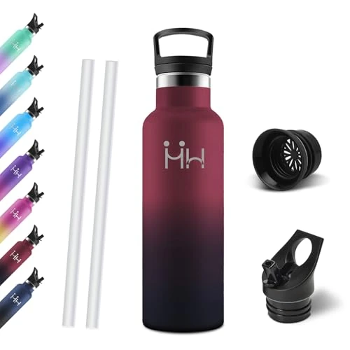 Offerta a tempo: Motswedi Borraccia Termica, 750 ml Senza BPA, Borracce Acqua, Bottiglia Con Cannuccia e 2 Coperchi, Borraccia Acciaio Inox, 18/8 Acciaio Inossidabile, Borracce per Sport, Arrampicata - rosso&nero - 0.00% da 11.27 € a 11.27 €