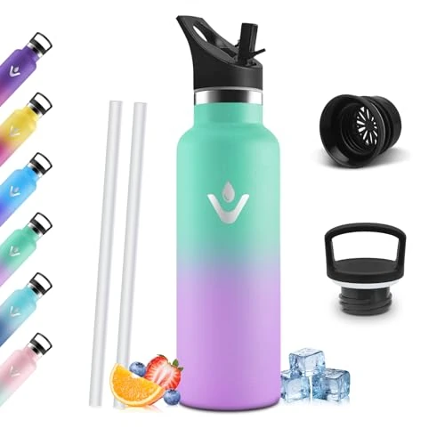 Mulbijeo Borraccia Termica 750 ML, Senza BPA, Bottiglia Termica, Sottovuoto a Doppia Parete, Borracce Termiche, 18/8 Acciaio Inox, Borraccia con Cannuccia, Termos per Palestra, Sport, Bici