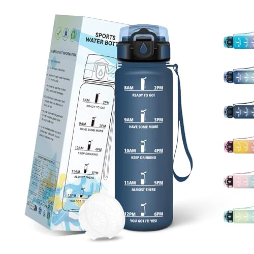 Mulbijeo Butelka na siłownię 500 ml, prosta i przenośna, butelka na wodę dla dzieci, wielokrotnego użytku, motywacyjna butelka, odporna na wycieki, butelki do biegania, pracy, szkoły, na kemping