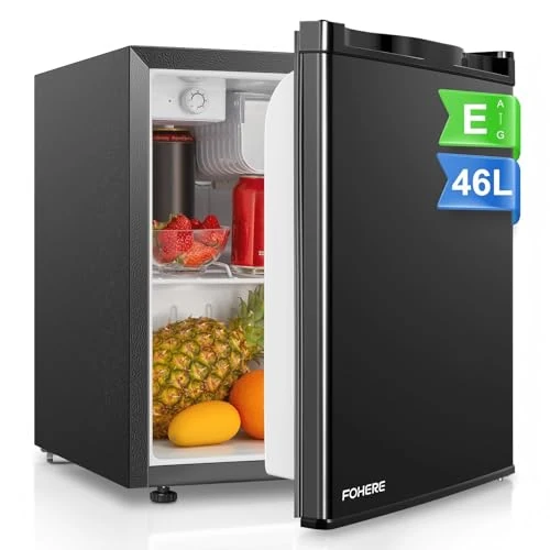 Oferta limitada: FOHERE Mini Frigorífico Bar 46L, Nevera Pequeña Silencioso, Control de Temperatura Regulable, Mono Puerta, Puerta Reversible, Bajo Consumo para Aplicaciones en Hotel, Hogar, Oficina, Negro de 109.99 € a 109.99 € (ahorro 0.00%)