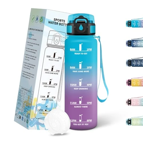 Mulbijeo Borraccia Palestra 500ML, Semplice e Portatile, Borraccia Bambini, Riutilizzabile, Borracce Motivazionale, A Prova di Perdite, Borracce per Corsa, Lavoro, Scuola, Campeggio