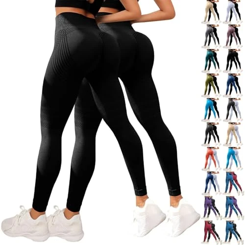 Tijdelijke aanbieding: 2 stuks push-up leggings voor dames, stretch, sport, hoge taille, anti-cellulitis, pilates, yoga, leggings, ondoorzichtig, naadloze broek, comfortabel, ademend, anti-cellulitis voor sportschool van 39.98 EUR naar 39.98 EUR (korting 0%)