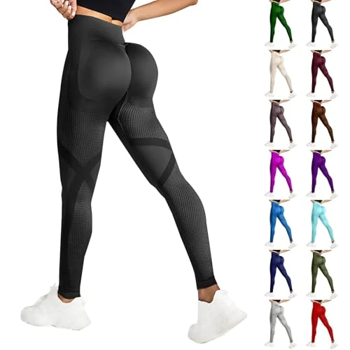 Tijdelijke aanbieding: Anti-cellulitis leggings voor dames, sportbroek met gegradueerde compressie, leggings, push-up booty scrunch leggings, curvy, fitnessbroek, hoge taille, ondoorzichtig, naadloos, voor yoga van 29.98 EUR naar 29.98 EUR (korting 0%)