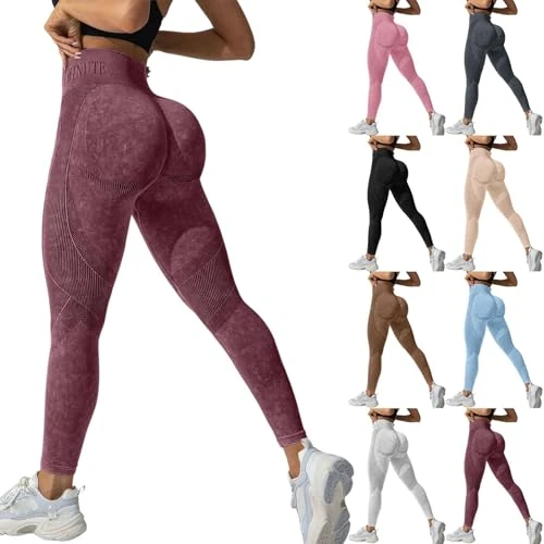 peiaclkde Leggins Sportivi Donna A Vita Alta Pantaloni Push Up Scrunch Butt Leggins 3D Anticellulite Palestra Legging Yoga Controllo della Pancia Pants Opaco Elastici Pantacollant per Jogging Fitness