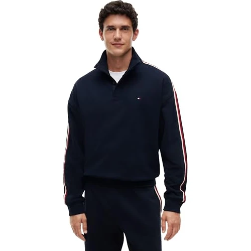 Offre limitée : Tommy Hilfiger Sweat-Shirt à Demi Bouton pour Homme UM0UM03942 L/S, Bleu (Bleu Marine), XS de 99.90 € à 89.95 € (10% de remise)