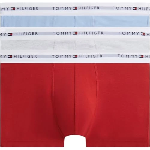 Limited-time offer: Tommy Hilfiger Men 3P Trunk Um0Um03889 Trunk, RED (Ice Grey Hthr/Med Red/Cham Blue), S from 36.00 £ to 23.23 £ (save 35%)