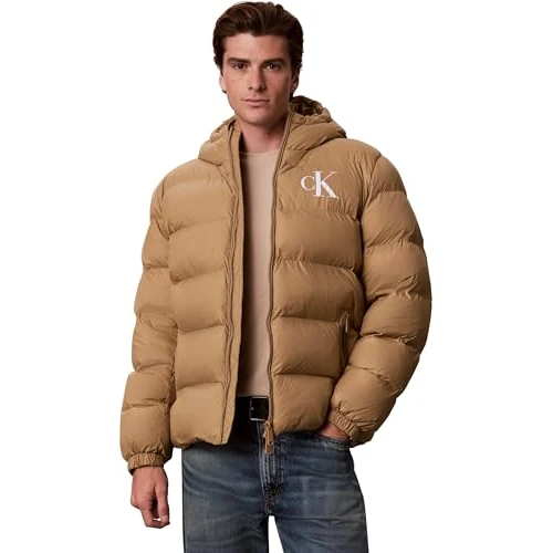 Offre limitée : Calvin Klein Ls Ltwt Ltwt Veste à capuche rembourrée en nylon pour homme Lv04rg513g, Marron (Kaki Umber), M de 109.95 € à 109.95 € (0.00% de remise)