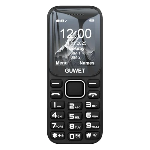 Guwet A2 2G Teléfono Móvil para Personas Mayores, Teclas Grandes, Función SOS, Volumen Alto, Llamada Rápida, Doble SIM Doble Standby, Color Negro