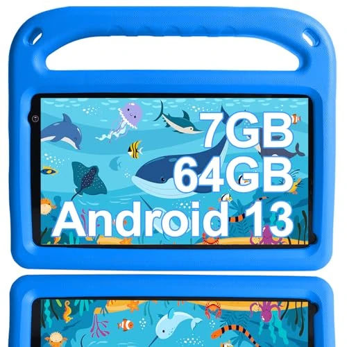 Offerta a tempo: GOODTEL Tablet Android 7 GB RAM + 64 GB ROM Tablet da 7 pollici, compatibile con WiFi, Bluetooth e GPS, ideale per l'educazione e i giochi, con doppia fotocamera, include custodia protettiva in EVA - 62% da 159.00 € a 59.99 €