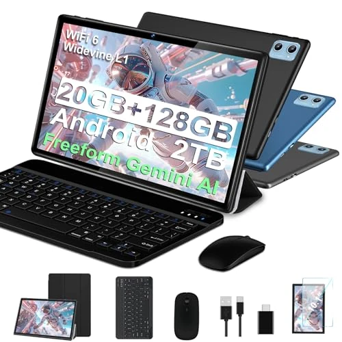 Offre limitée : 2026 Tablette 10 Pouces Android Octa Core avec 20Go RAM + 128Go ROM (2To TF) | 5G + 2.4G WiFi | FHD | GMS | Bluetooth 5.0 | 8MP + 5MP | Type C, Tablette Tactile avec étui, Clavier et Souris -Noir de 239.99 € à 239.99 € (0.00% de remise)