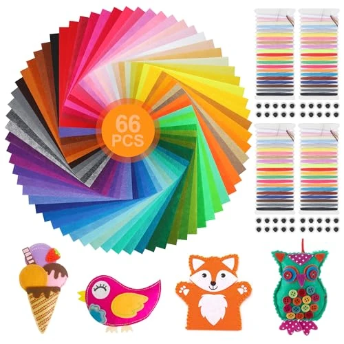 Offerta a tempo: Feltro per Lavoretti 66 Colori & Pannolenci 20x30 cm, Pannolenci Colorati Morbido e Feltro Colorato per Bambini, Feltros per Lavoretti con Fili e Ago, Stoffe per Cucito Creativo, Decorazioni - 24% da 19.99 € a 15.19 €