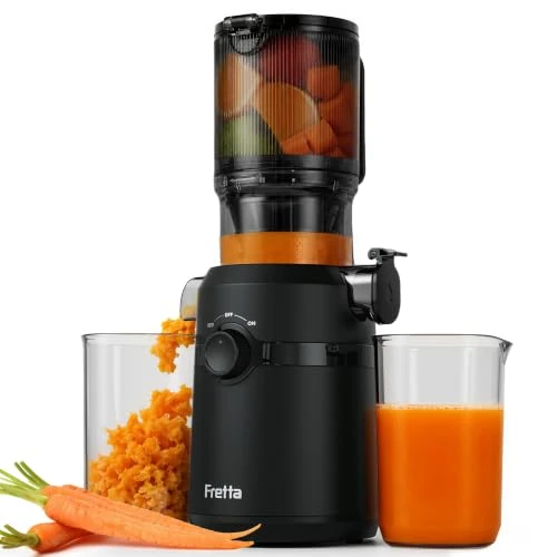 Offerta a tempo: Fretta Estrattore frutta e verdura, apertura 108MM e capacità di 1L estrattore di succo, 200W centrifuga Lenta, 99% nutrienti preservati, senza BPA, facile da smontare e pulire - 50% da 159.99 € a 79.99 €